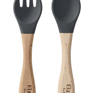Bamboo Spoon and Fork Set (Dark Grey)